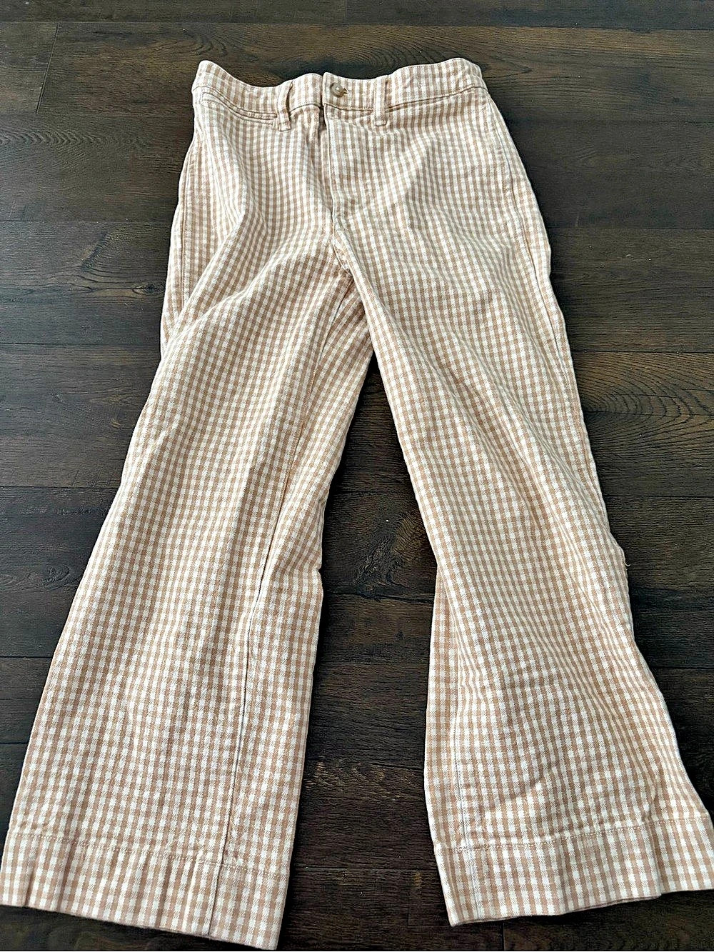 Madewell Slim Emmett Wide-Leg Crop Pants in Gingham Check Pants Gingham Waist 27